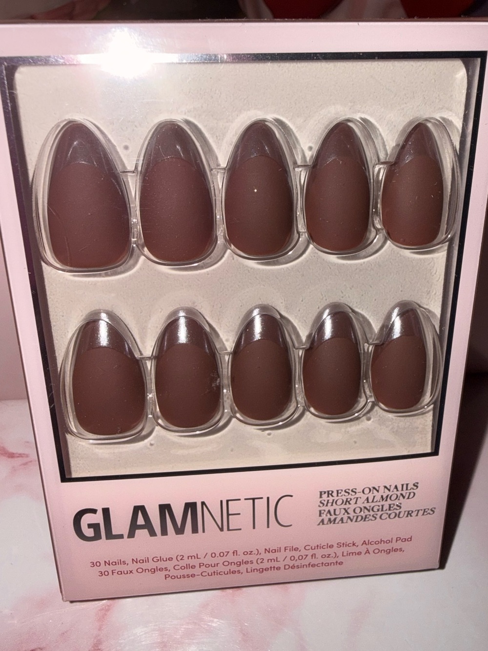 Glamnetic “Terra” Press-On Short Almond Nails in Brown